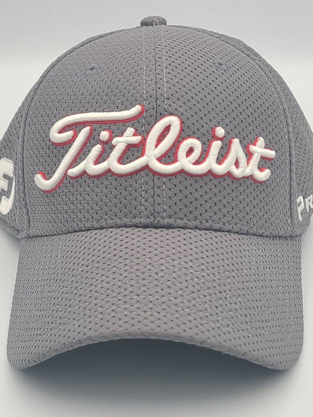 Titleist M/L Pro V1 FJ Footjoy Golf Hat Cap Fitted Gray White Red Embroidered